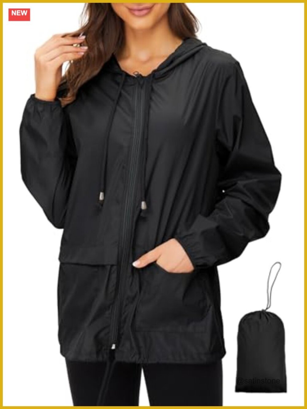 Lightweight Packable Waterproof Rain Jacket with Hood